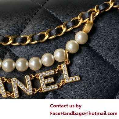 CHANEL Shiny Lambskin, Imitation Pearls  &  Gold-Tone Metal Mini Flap Bag AS4986 black 2025